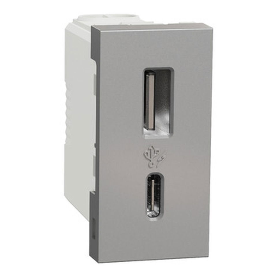 Unica Alüminyum Usb+TypeC Telefon Şarj Prizi  2.4a 15w 45x22.5 1 Modül (...)