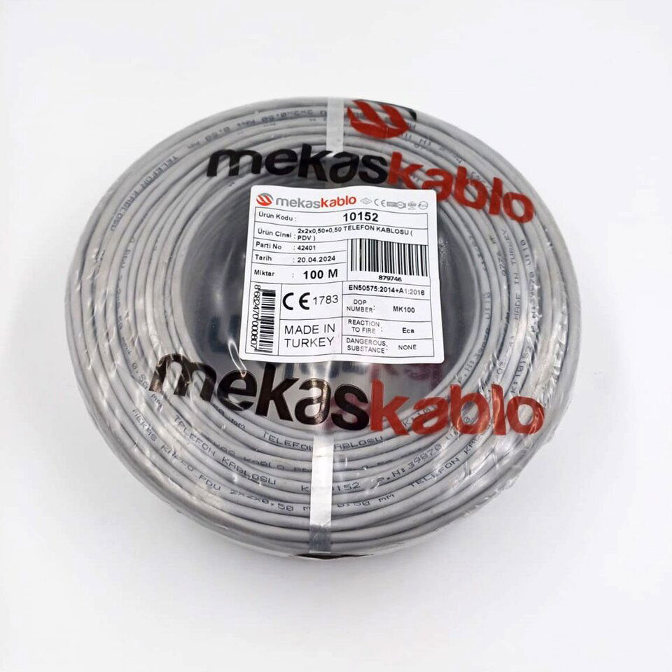 Mekas Telefon Kablosu 2 Çift  Pdv-K 2x2x0.5+0.5mm Cca (100mt)