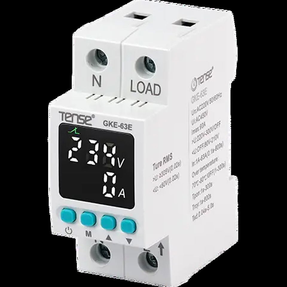 Monofaze Dijital Gerilim Ve Aşırı Akım Koruma Rölesi 2p 63a 120v-220v-300v  (1ad)