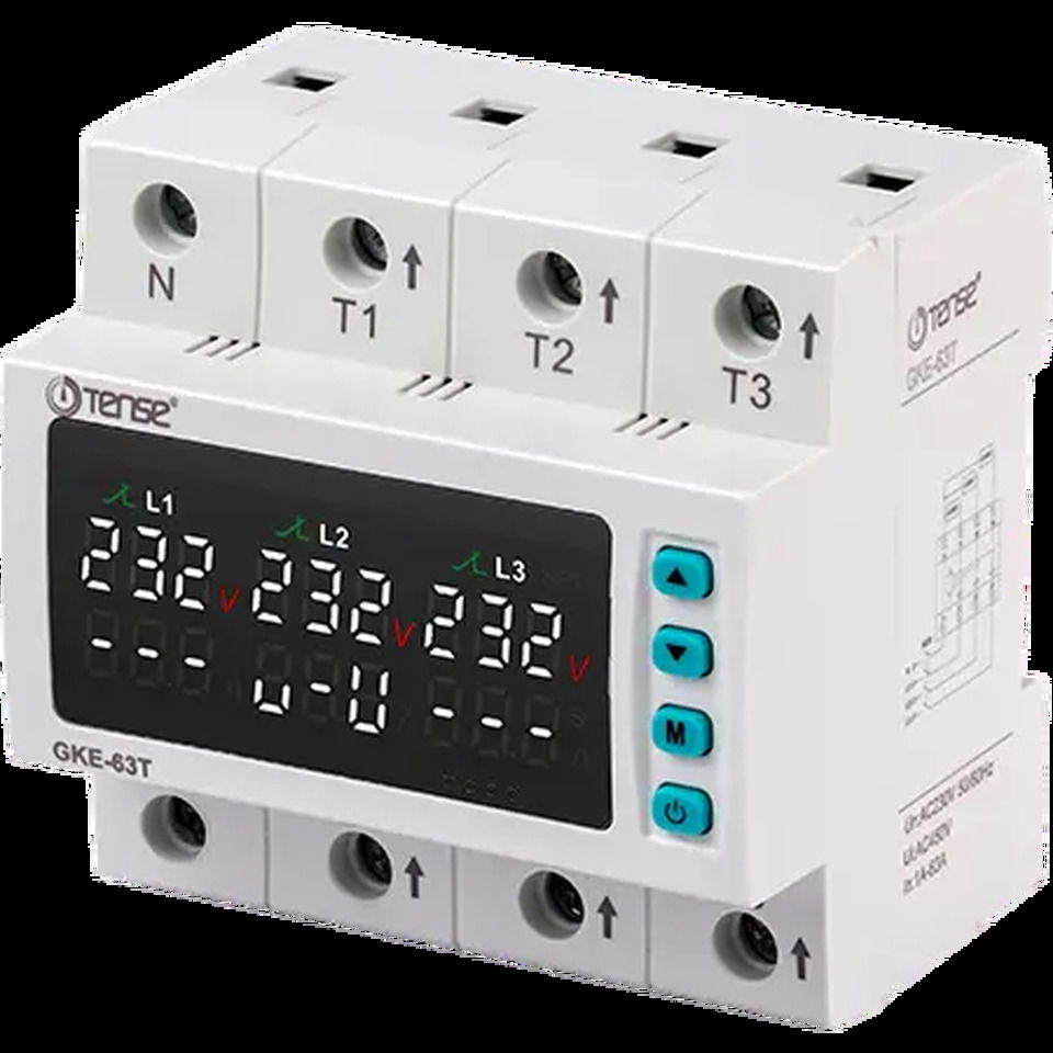 Trifaze Dijital Gerilim Ve Aşırı Akım Koruma Rölesi 4p 63a 80v-220v-300v (1ad)