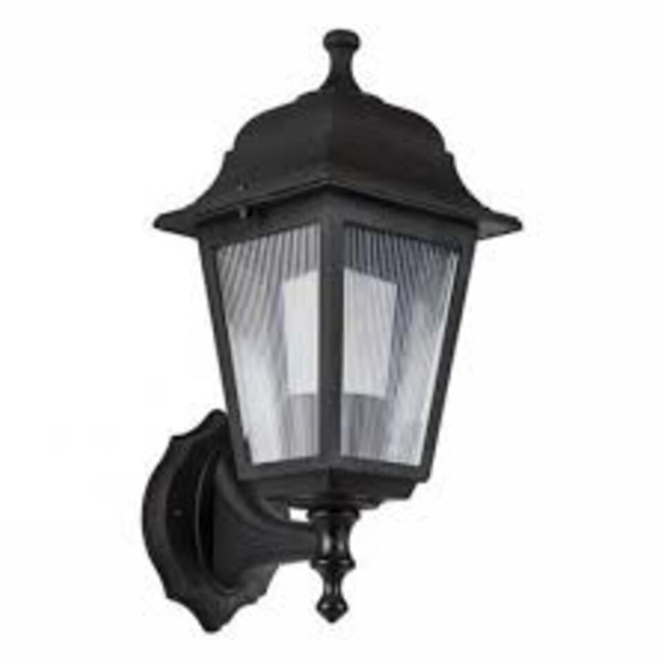 Zerpa Bahçe Armatür Fener Aplik Boy:39cm En:20cm (Optik Kare Duvar Tipi Yukarı Siyah-Pvc) (27ad)
