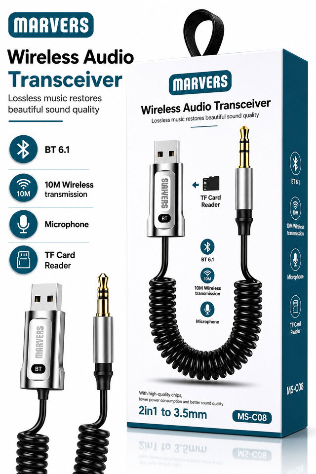 Marvers Wi̇reless Audi̇o Transcei̇ver ( MS-C08 ) Car Fm Player