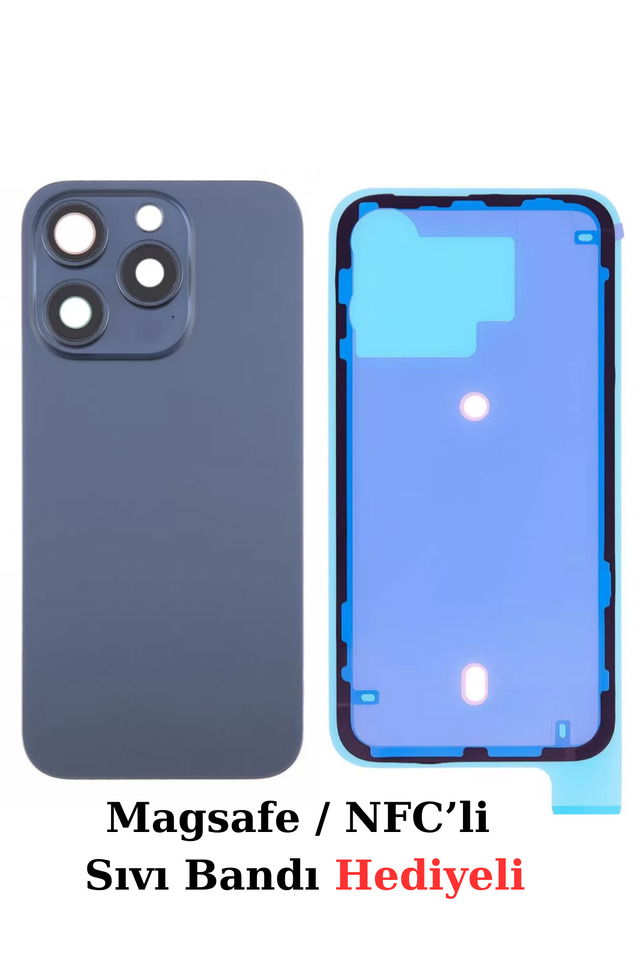 İPHONE 15 PRO MAX UYUMLU DEMİRLİ , MAGESAFELİ ARKA PİL KAPAĞI / NFC / MAVİ TİTANYUM
