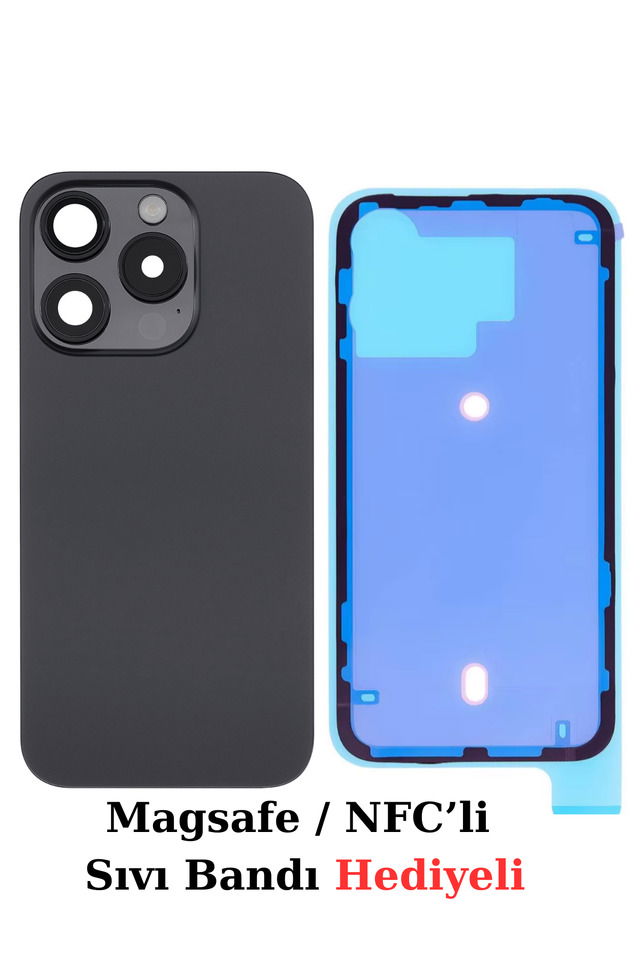 İPHONE 15 PRO DEMİRLİ , MAGESAFELİ ARKA PİL KAPAĞI / NFC / SİYAH TİTANYUM