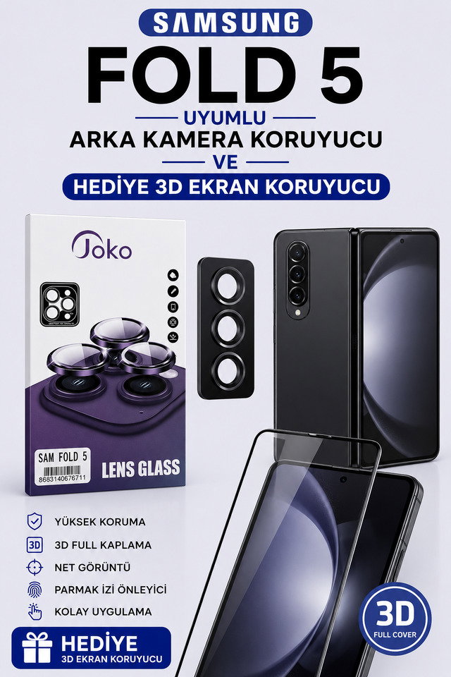 Samsung Fli̇p 5 Uyumlu Arka Kamera Koruyucu+ Full Nano Ekran Koruyucu Seti