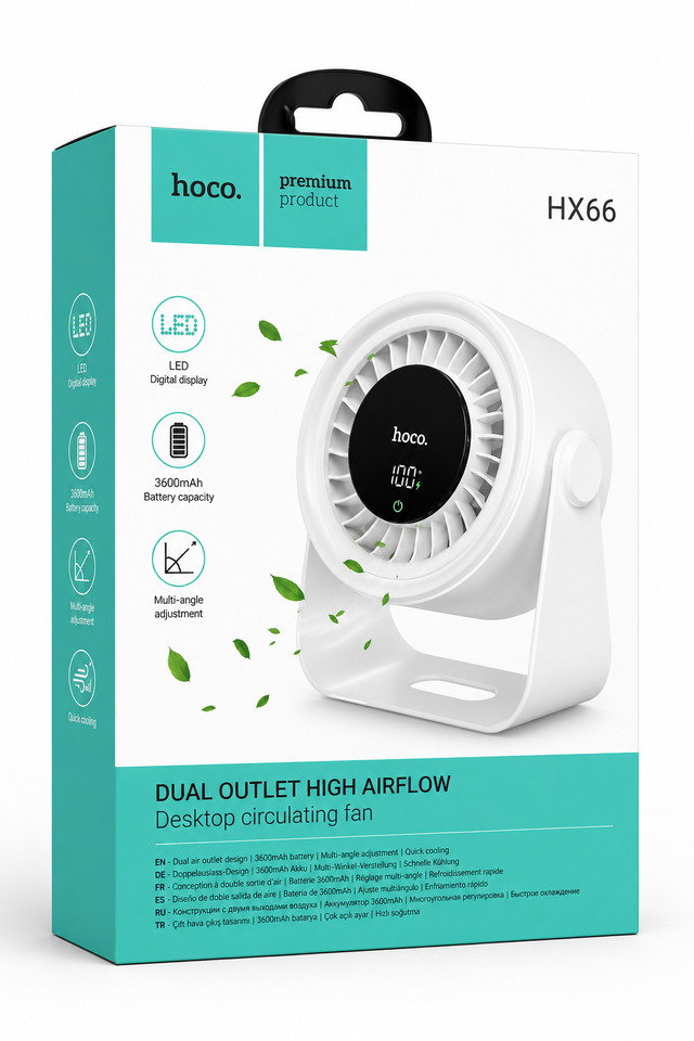 Hoco HX66 Taşınabilir El ve Masaüstü Premi̇um Fan