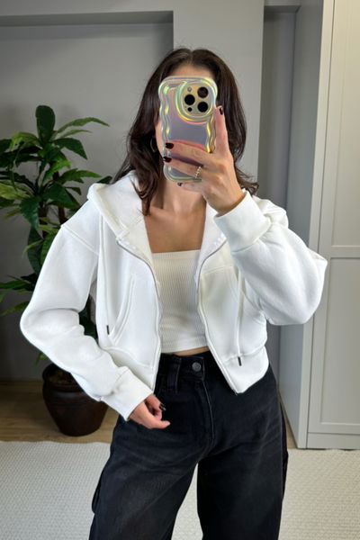 3 İplik Fermuarlı Crop Sweat