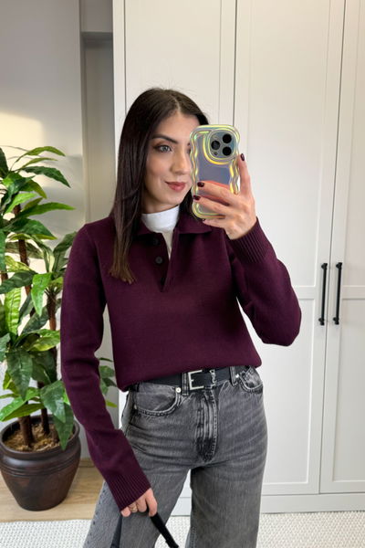 Bsk Premium Kumaş Polo Yaka Triko Kazak