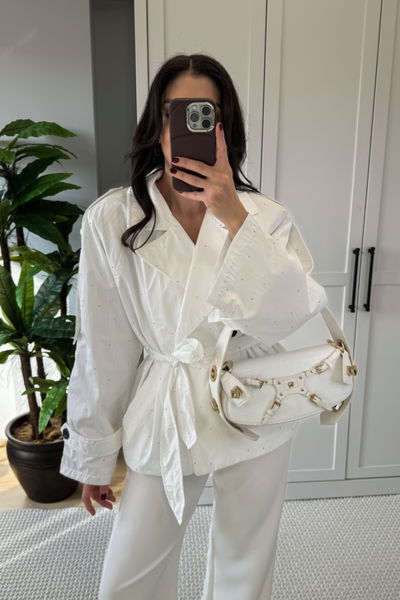 Taş Detaylı Perry Oversize Trenç