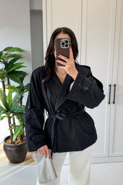 Taş Detaylı Perry Oversize Trenç