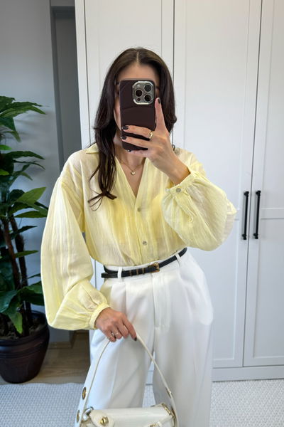 Massimo Dutti V Yaka Jakarlı Gömlek