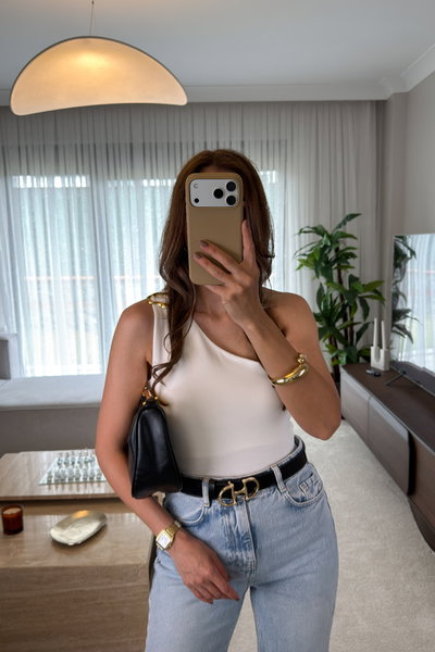 Toka Detayli Bodysuit Top Bluz