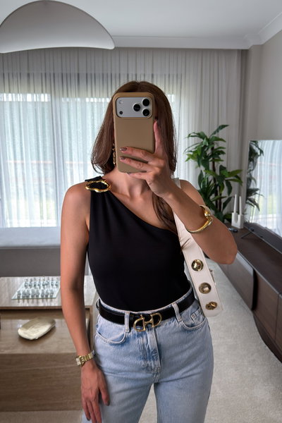 Toka Detayli Bodysuit Top Bluz