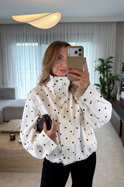 Puantiyeli Bomber Ceket