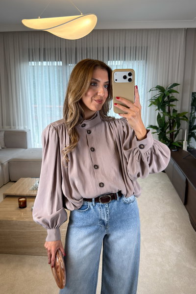 Yaka Düğmeli Robin Crop Gömlek