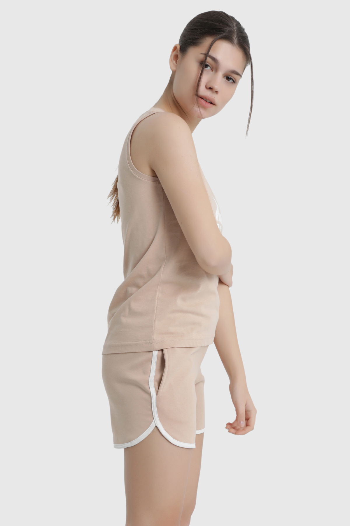 17034 - Sahara Beige - Women's Cotton Sport Shorts