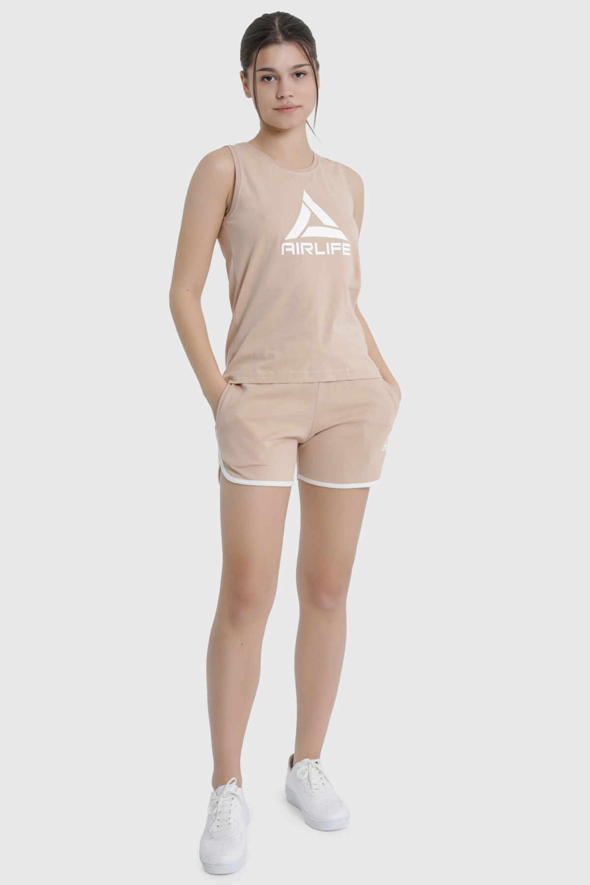 17034 - Sahara Beige - Women's Cotton Sport Shorts