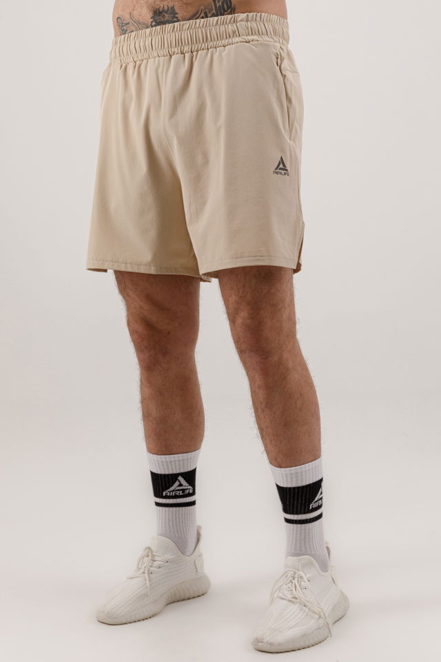 17081 - Bej - Men's Woven Slip Shorts