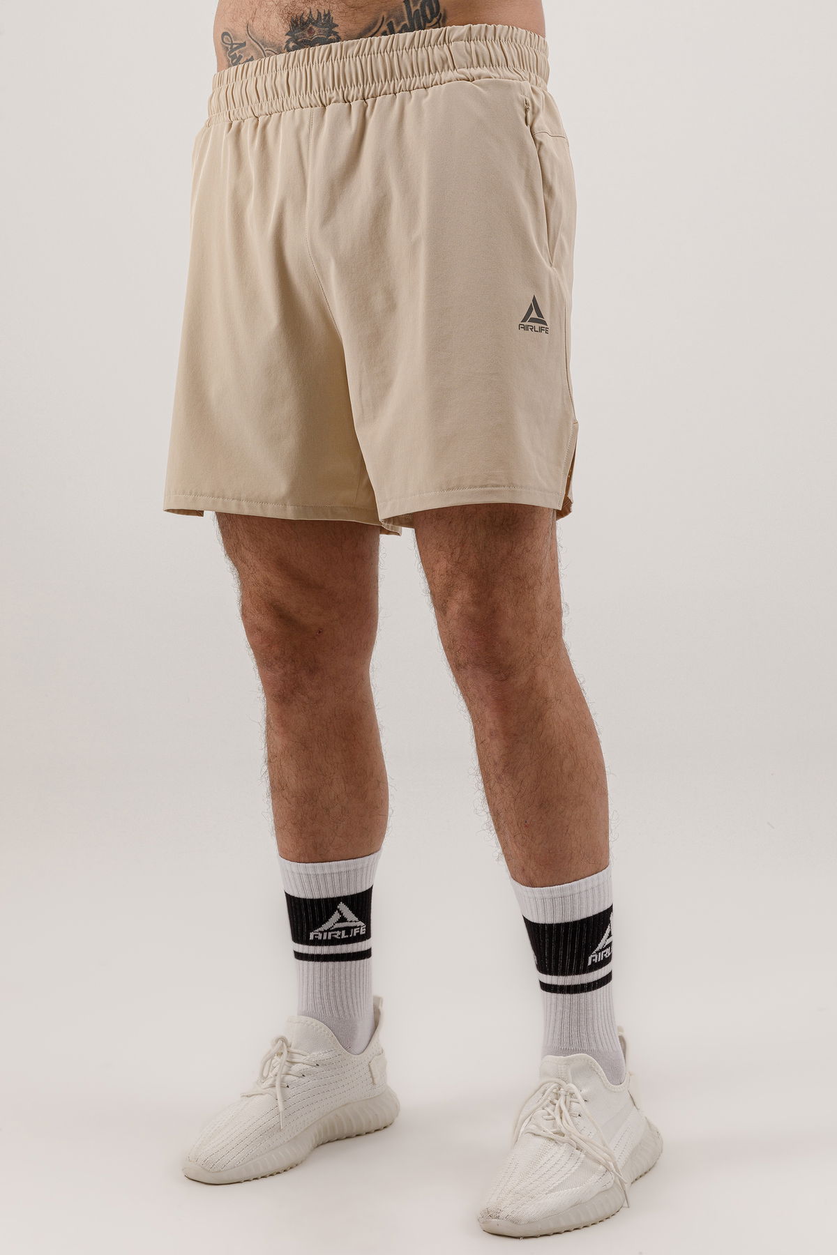 17081 - Bej - Men's Woven Slip Shorts