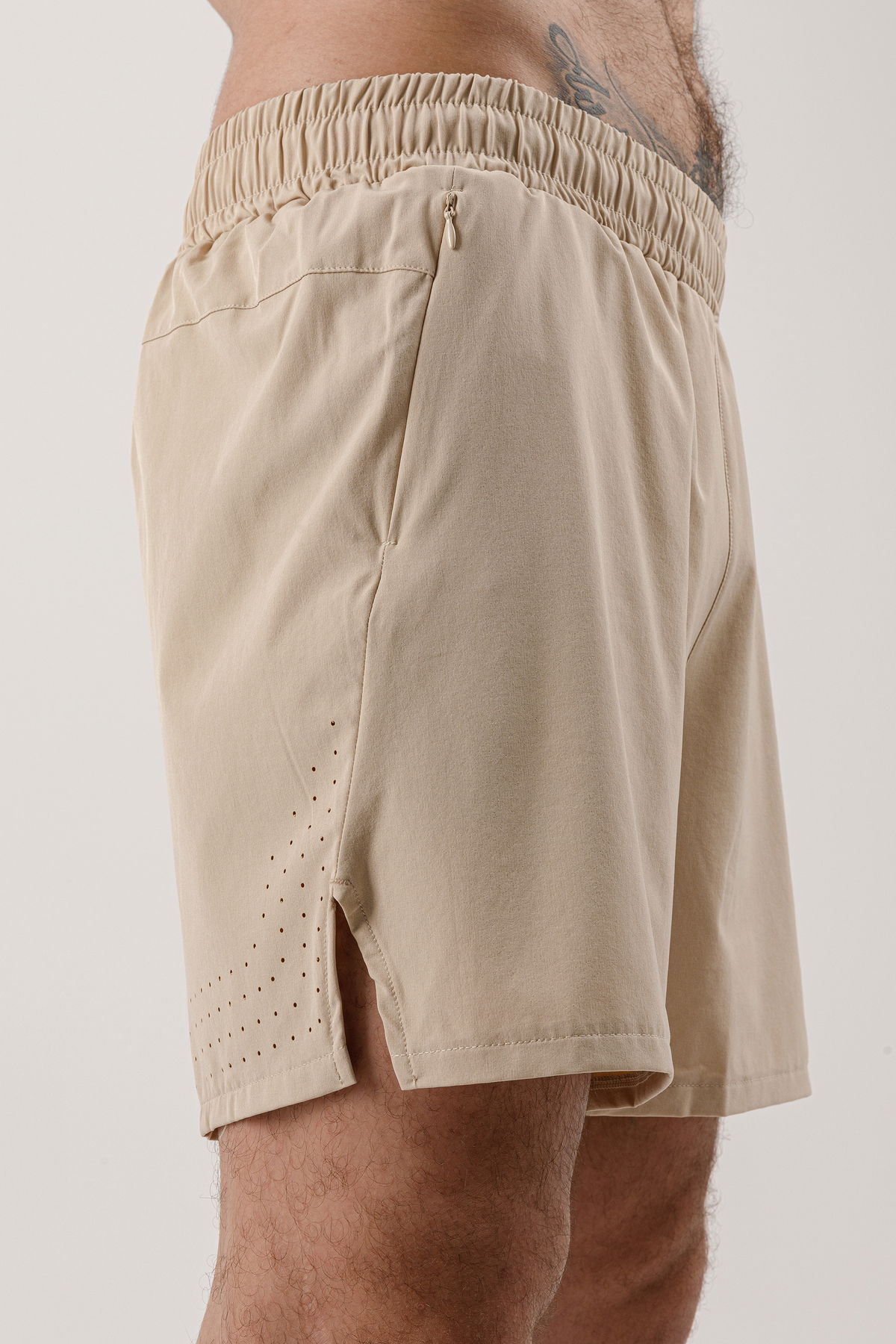 17081 - Bej - Men's Woven Slip Shorts