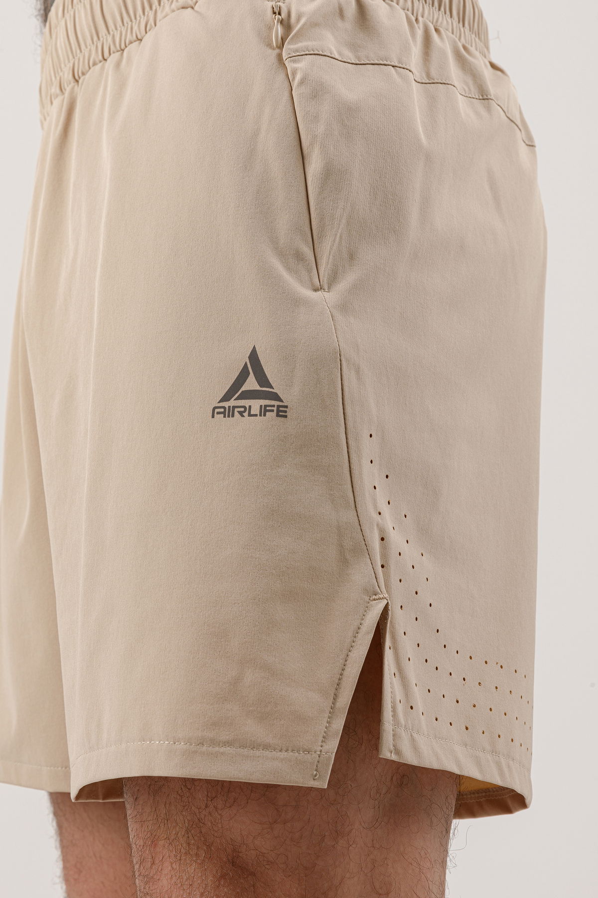 17081 - Bej - Men's Woven Slip Shorts