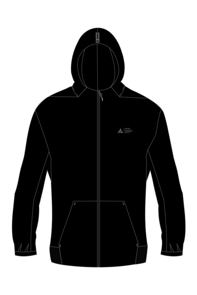 180012-U.01 - Siyah - Tam Boy Fermuarlı Genç Çocuk Kapüşonlu Sweatshirt