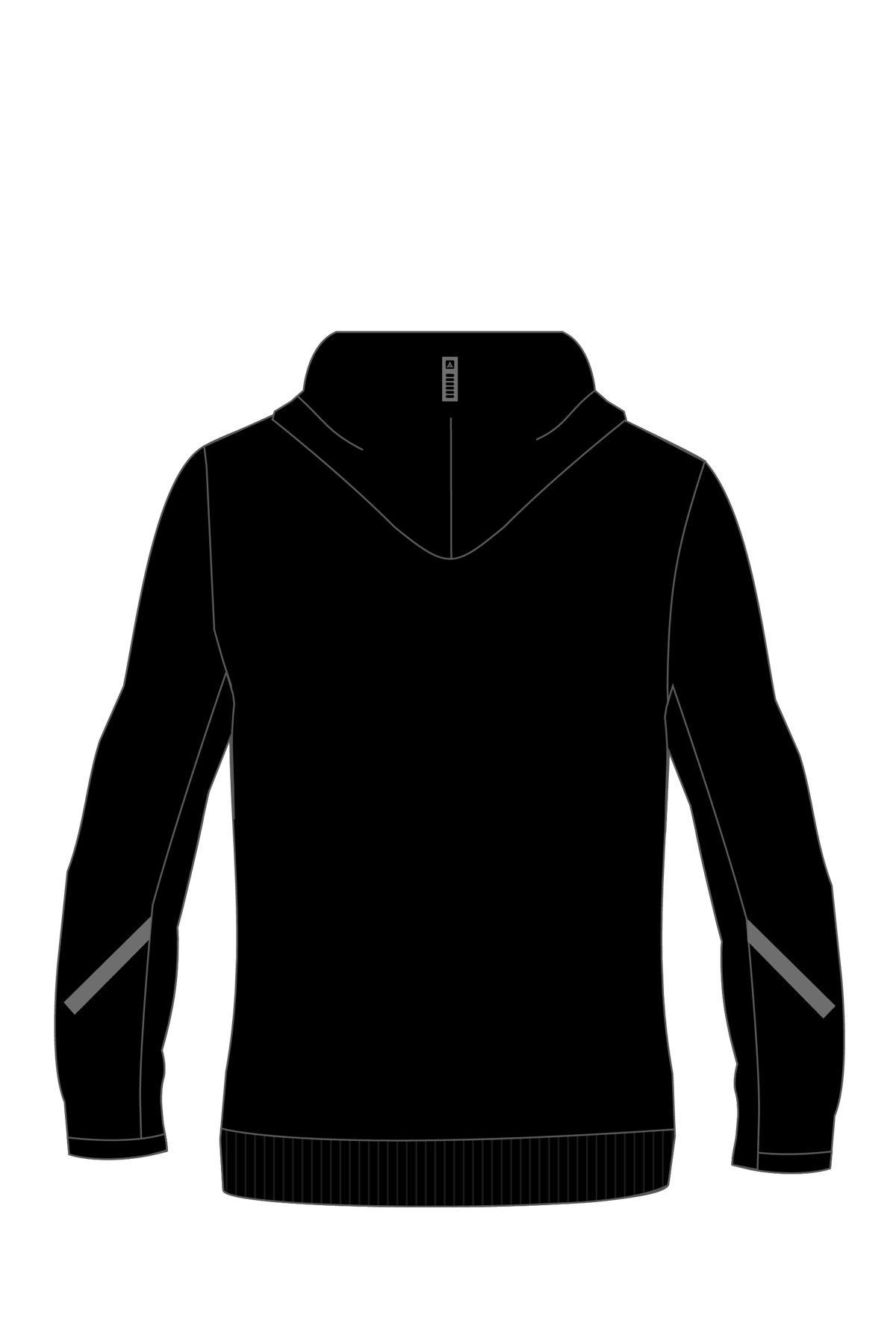 180012-U.01 - Siyah - Tam Boy Fermuarlı Genç Çocuk Kapüşonlu Sweatshirt