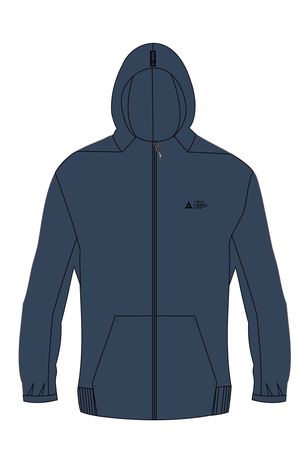 180012-U.01 - Lacivert - Tam Boy Fermuarlı Genç Çocuk Kapüşonlu Sweatshirt