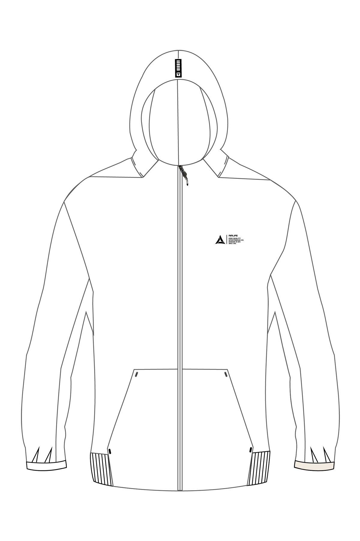 180012-U.01 - Beyaz - Tam Boy Fermuarlı Genç Çocuk Kapüşonlu Sweatshirt