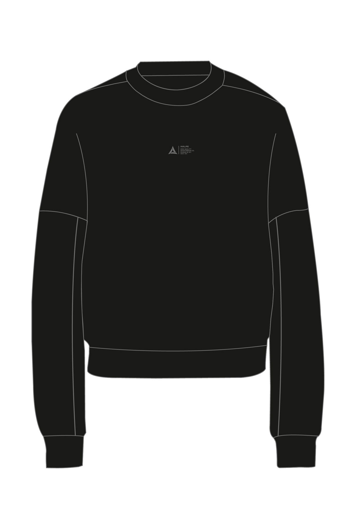 180016-W.02 - Siyah - Sıfır Yaka Kadın Sweatshirt
