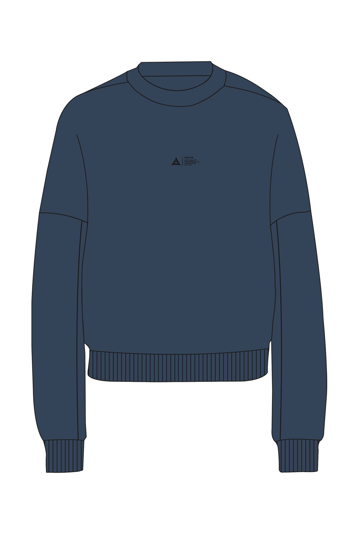 180016-W.02 - Lacivert - Sıfır Yaka Kadın Sweatshirt