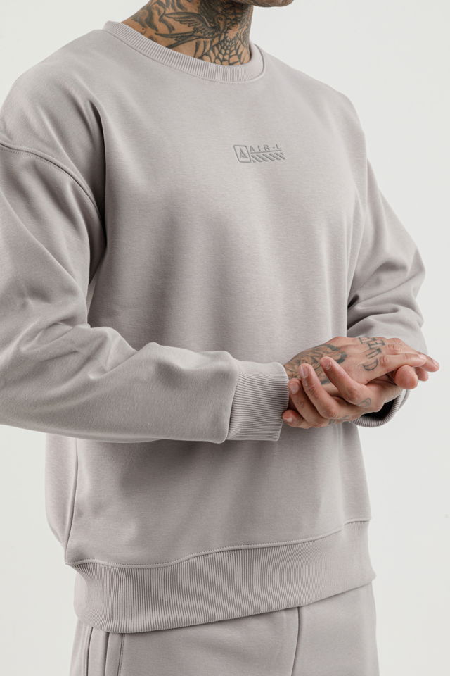180017-M.02 - Gri - Erkek Sıfır Yaka Sweatshirt