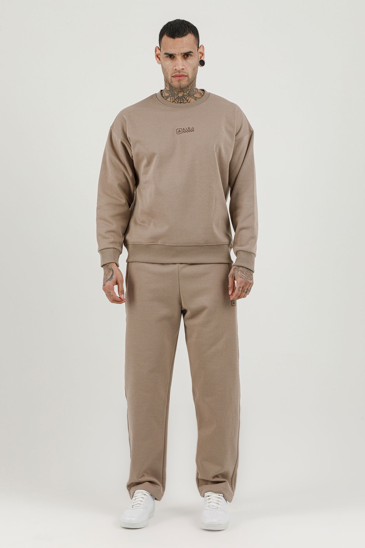 180017-M.02 - Kahverengi - Erkek Sıfır Yaka Sweatshirt