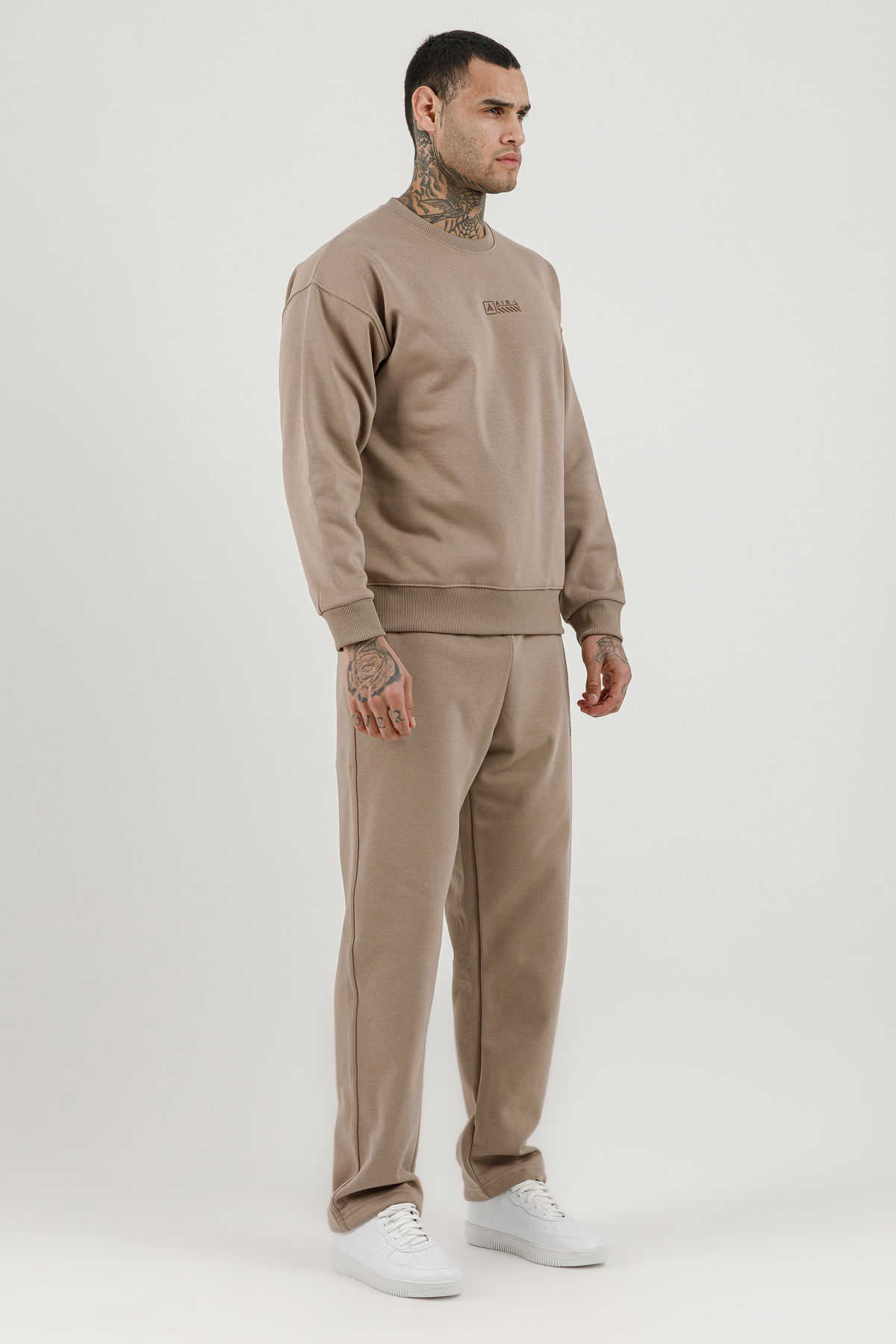 180017-M.02 - Kahverengi - Erkek Sıfır Yaka Sweatshirt