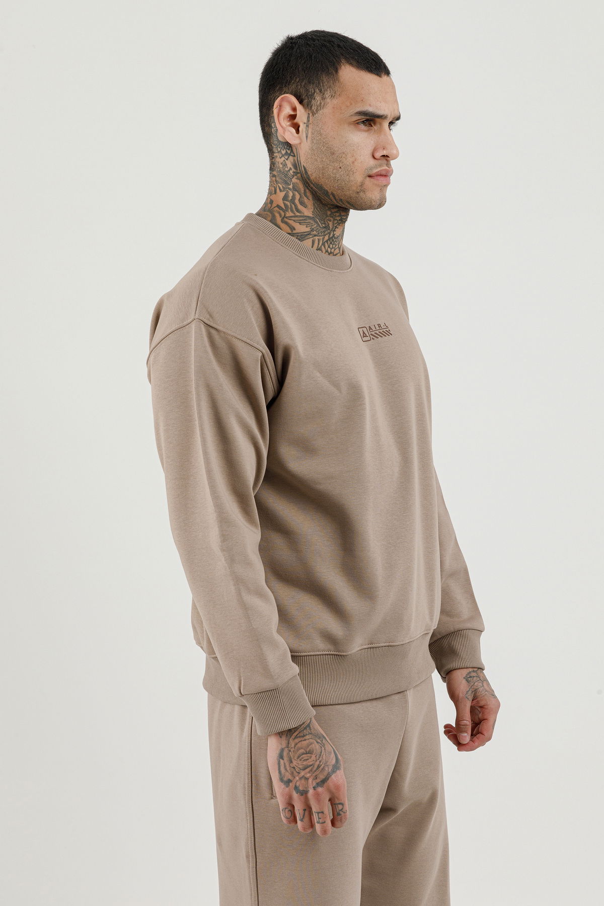 180017-M.02 - Kahverengi - Erkek Sıfır Yaka Sweatshirt