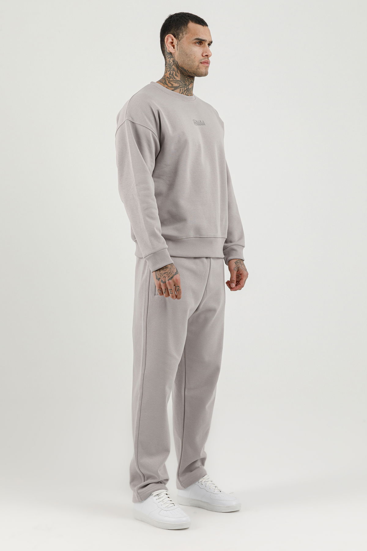 180017-M.02 - Gri - Erkek Sıfır Yaka Sweatshirt