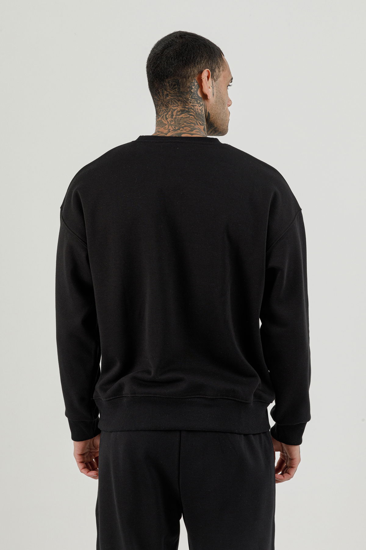 180017-M.02 - Siyah - Erkek Sıfır Yaka Sweatshirt