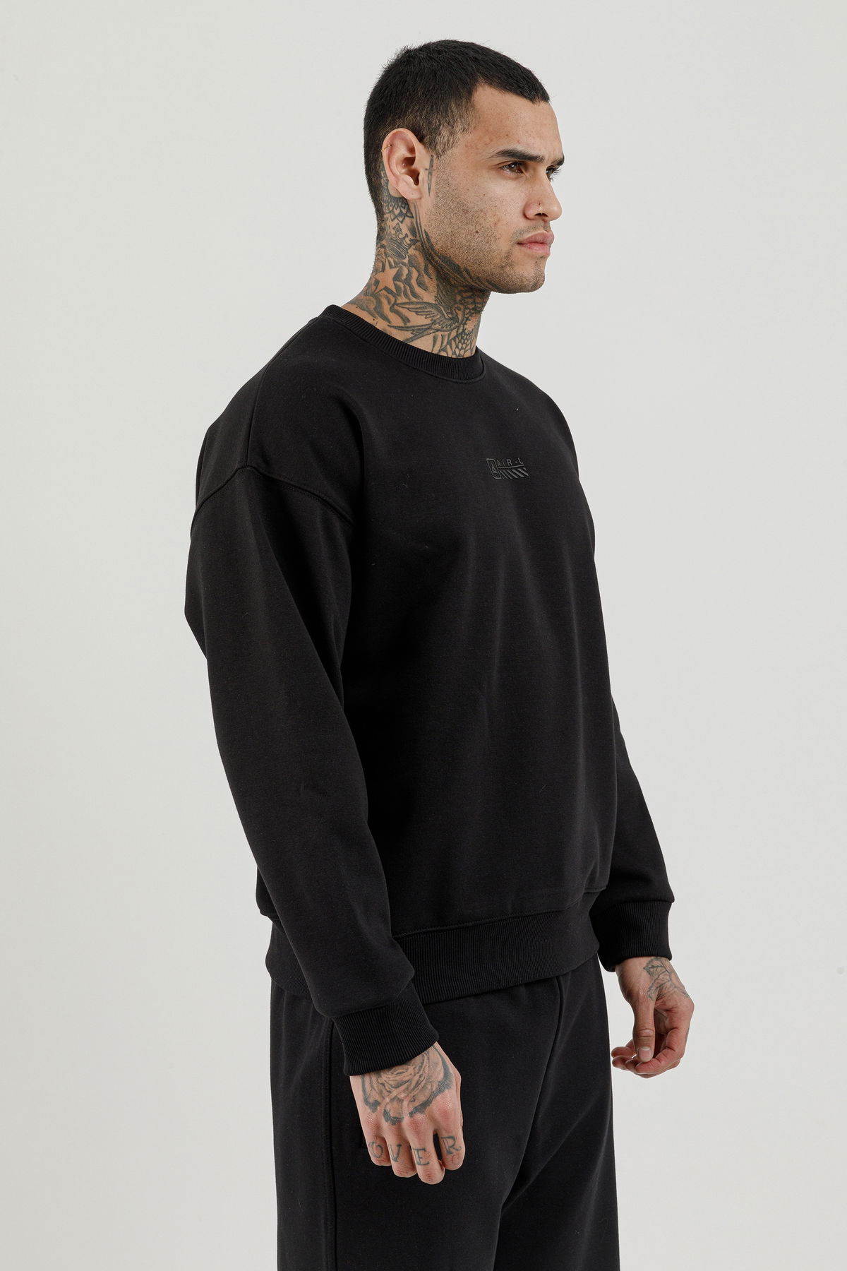 180017-M.02 - Siyah - Erkek Sıfır Yaka Sweatshirt