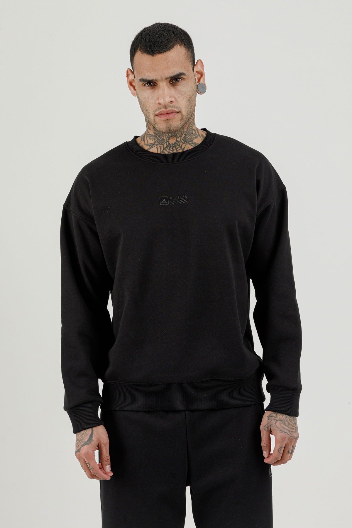 180017-M.02 - Siyah - Erkek Sıfır Yaka Sweatshirt