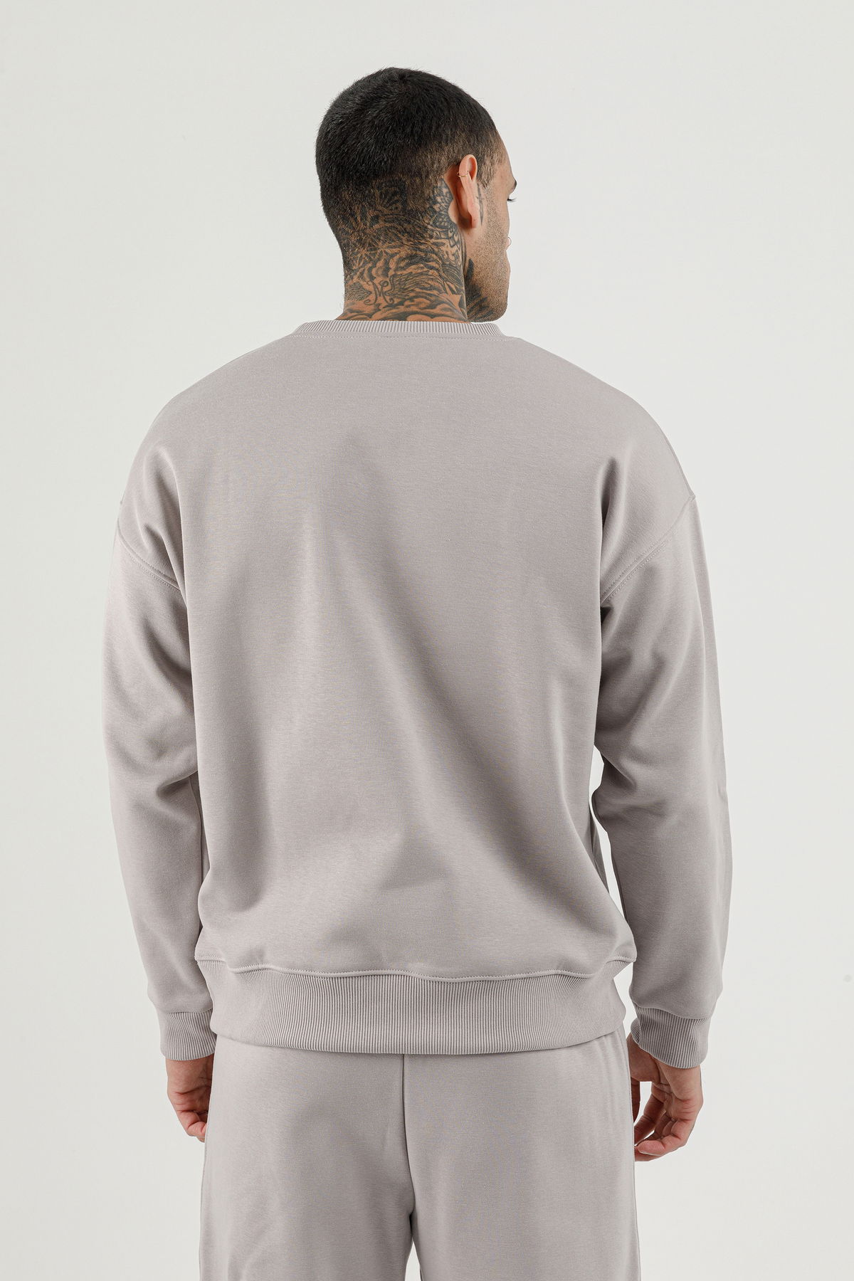 180017-M.02 - Gri - Erkek Sıfır Yaka Sweatshirt