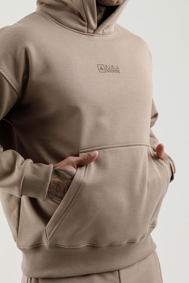 180018-M.02 - Kahverengi - Kanguru Cepli Erkek Kapüşonlu Sweatshirt
