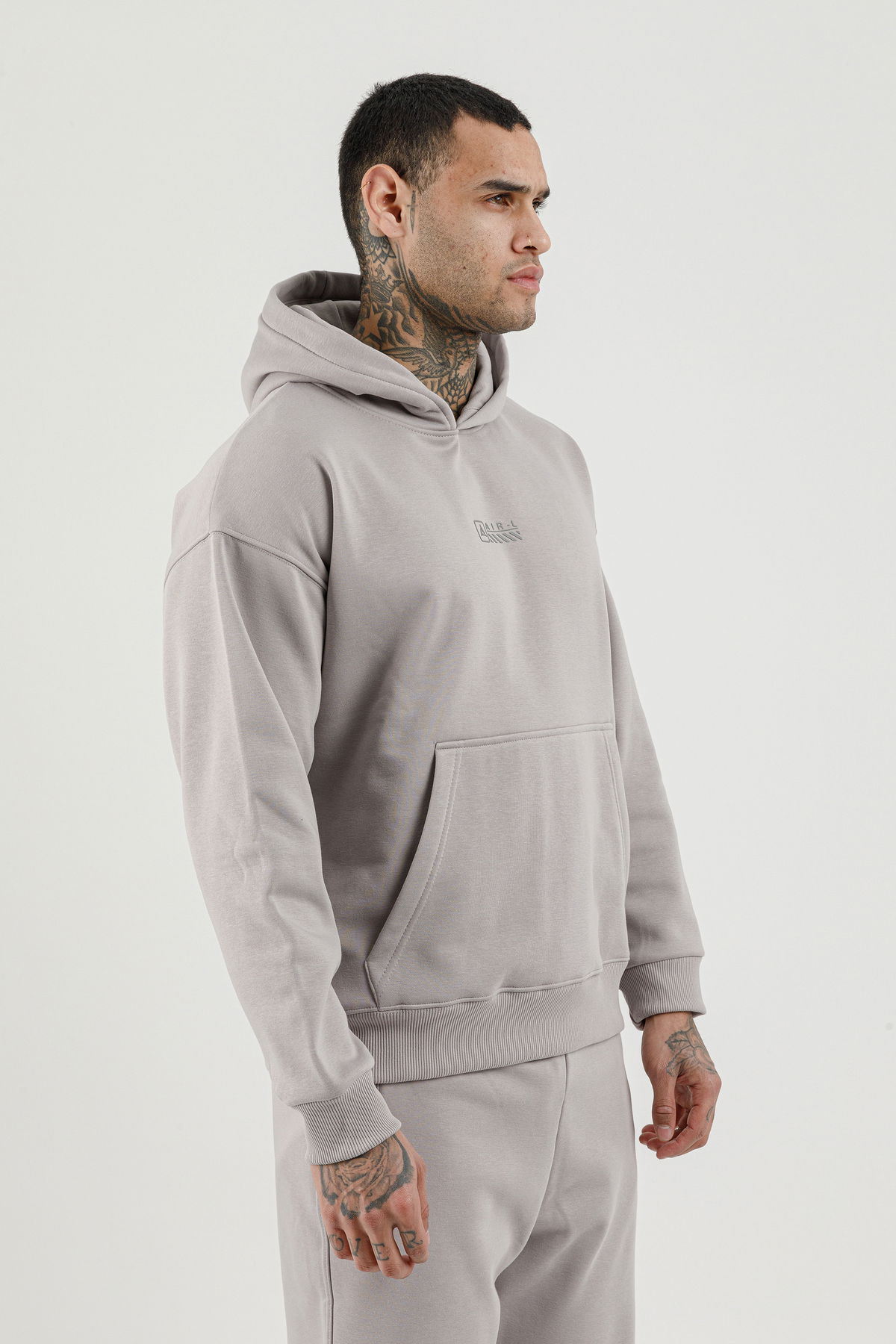 180018-M.02 - Gri - Kanguru Cepli Erkek Kapüşonlu Sweatshirt
