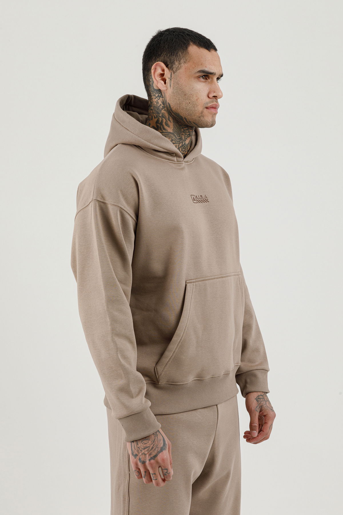 180018-M.02 - Kahverengi - Kanguru Cepli Erkek Kapüşonlu Sweatshirt