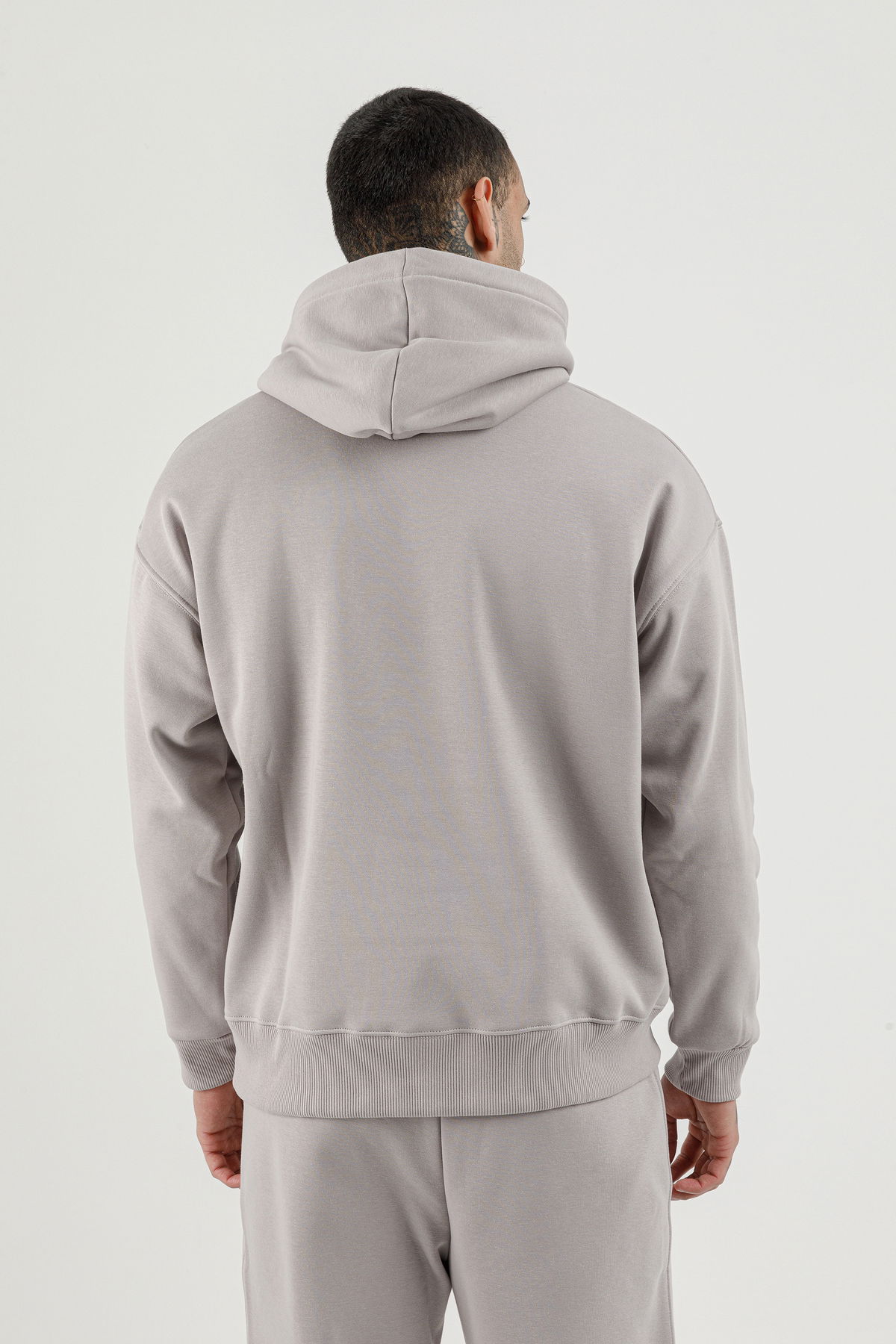 180018-M.02 - Gri - Kanguru Cepli Erkek Kapüşonlu Sweatshirt