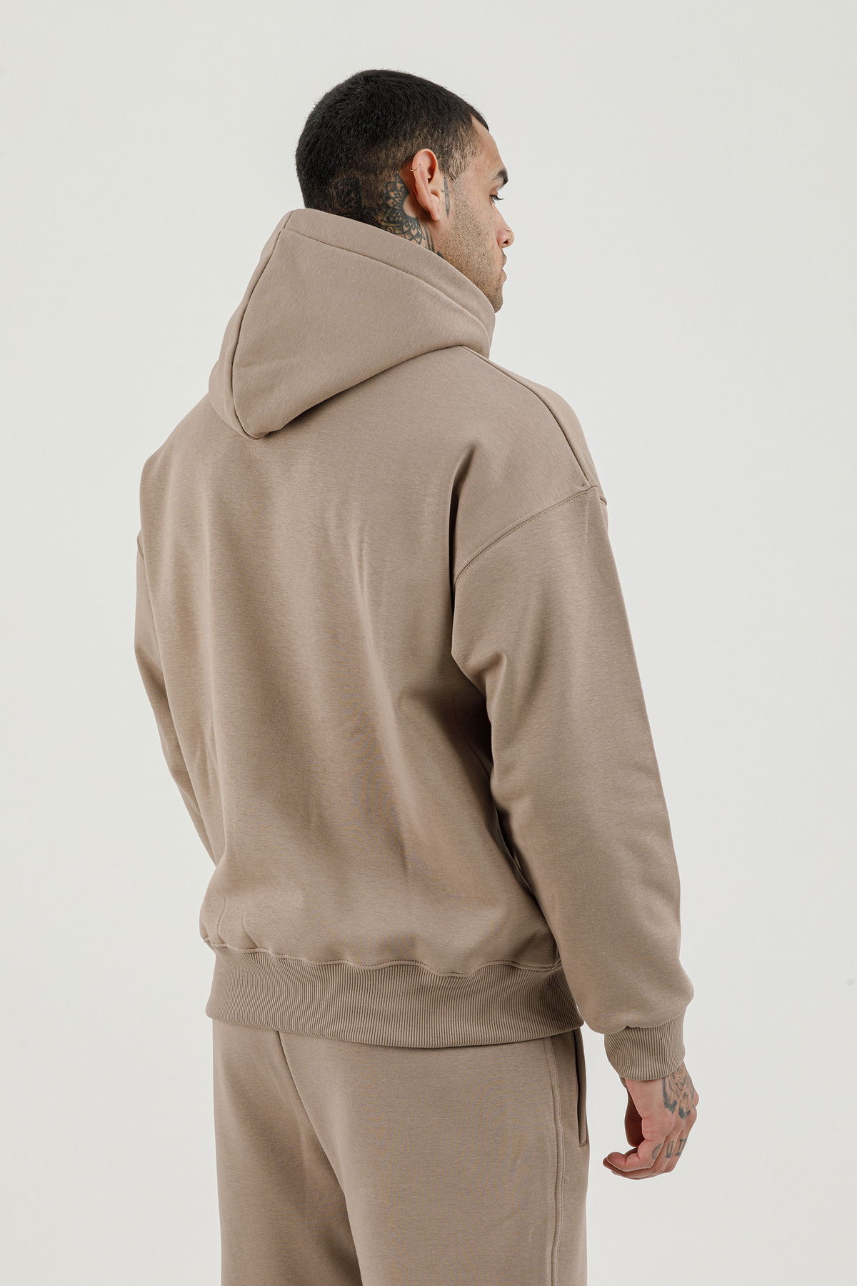 180018-M.02 - Kahverengi - Kanguru Cepli Erkek Kapüşonlu Sweatshirt