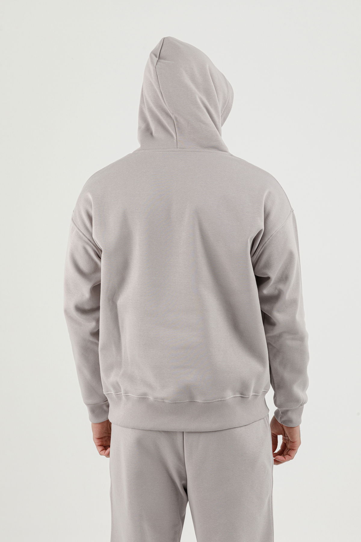 180018-M.02 - Gri - Kanguru Cepli Erkek Kapüşonlu Sweatshirt