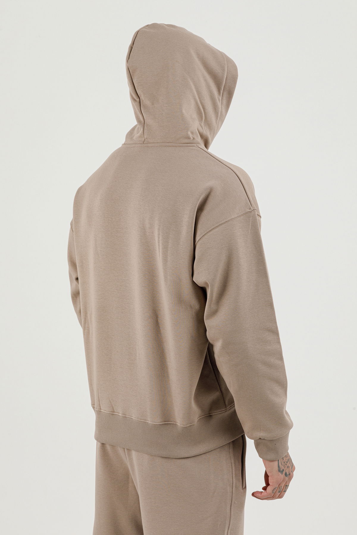 180018-M.02 - Kahverengi - Kanguru Cepli Erkek Kapüşonlu Sweatshirt
