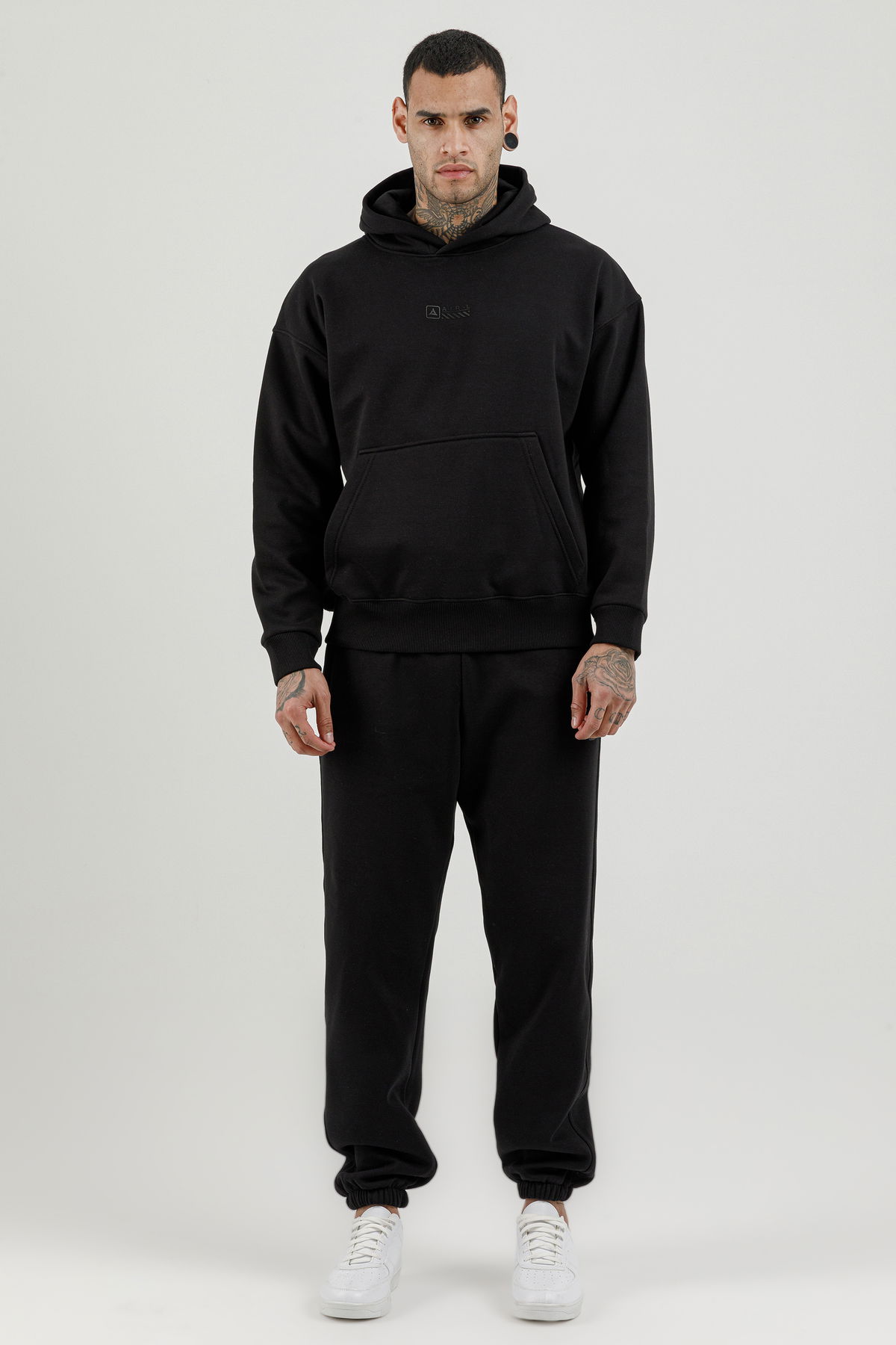 180018-M.02 - Siyah - Kanguru Cepli Erkek Kapüşonlu Sweatshirt