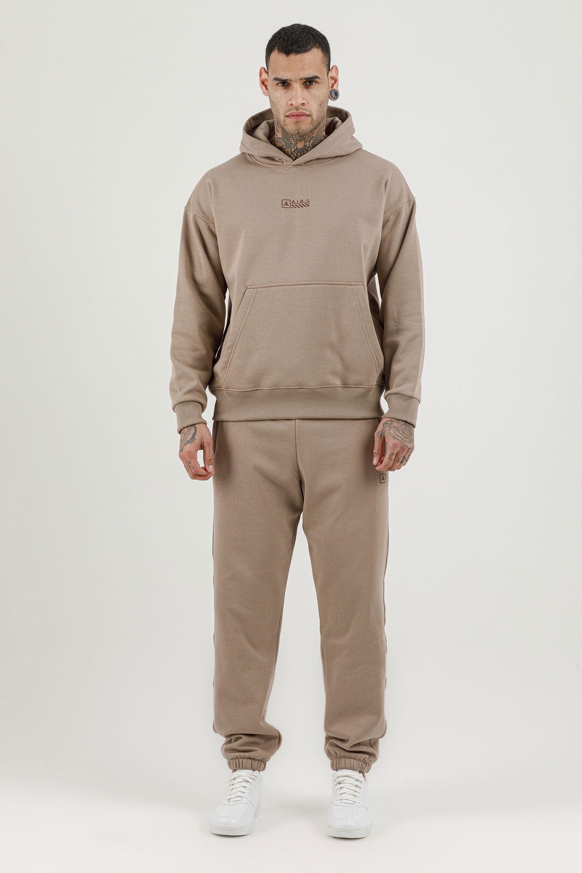 180018-M.02 - Kahverengi - Kanguru Cepli Erkek Kapüşonlu Sweatshirt