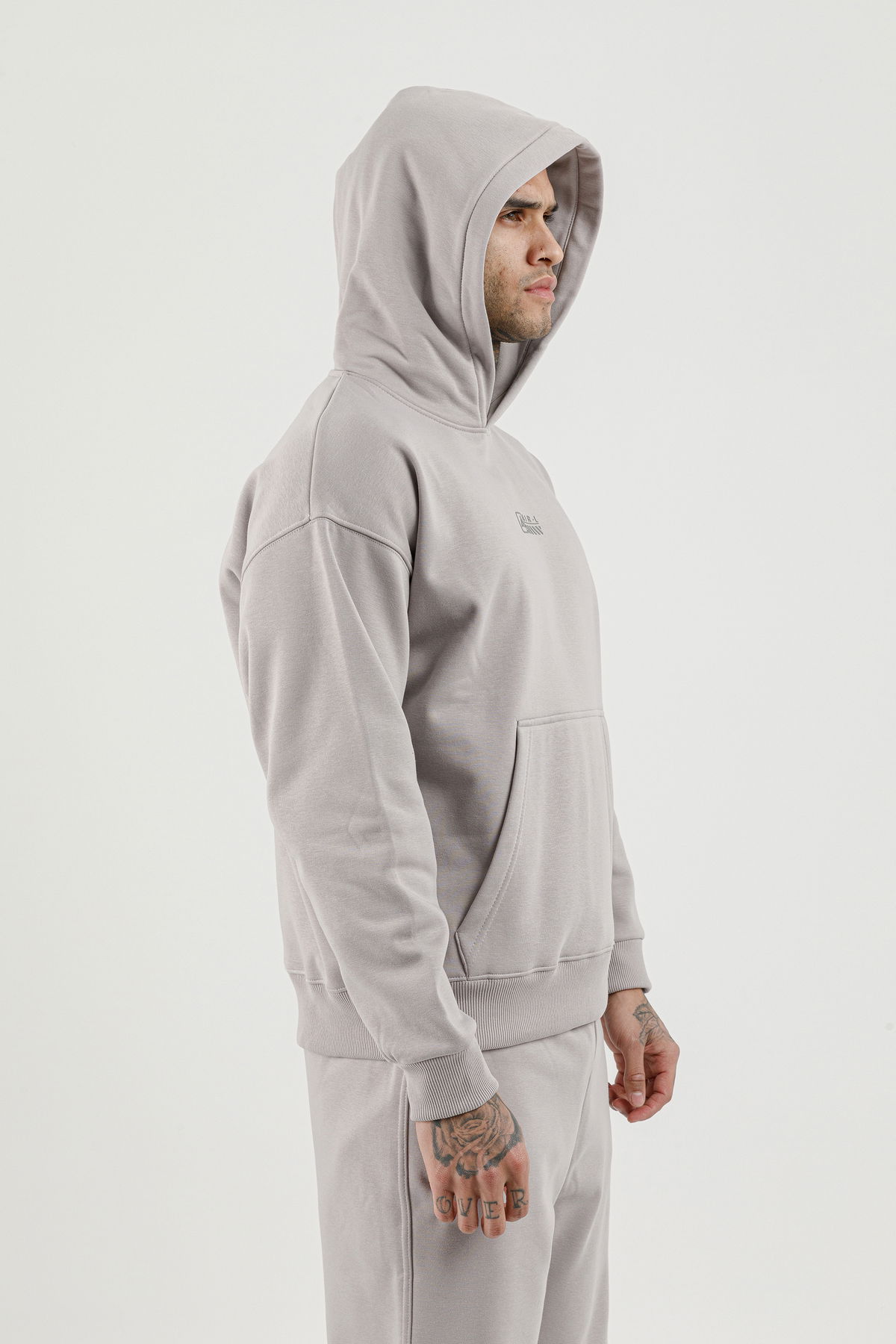 180018-M.02 - Gri - Kanguru Cepli Erkek Kapüşonlu Sweatshirt